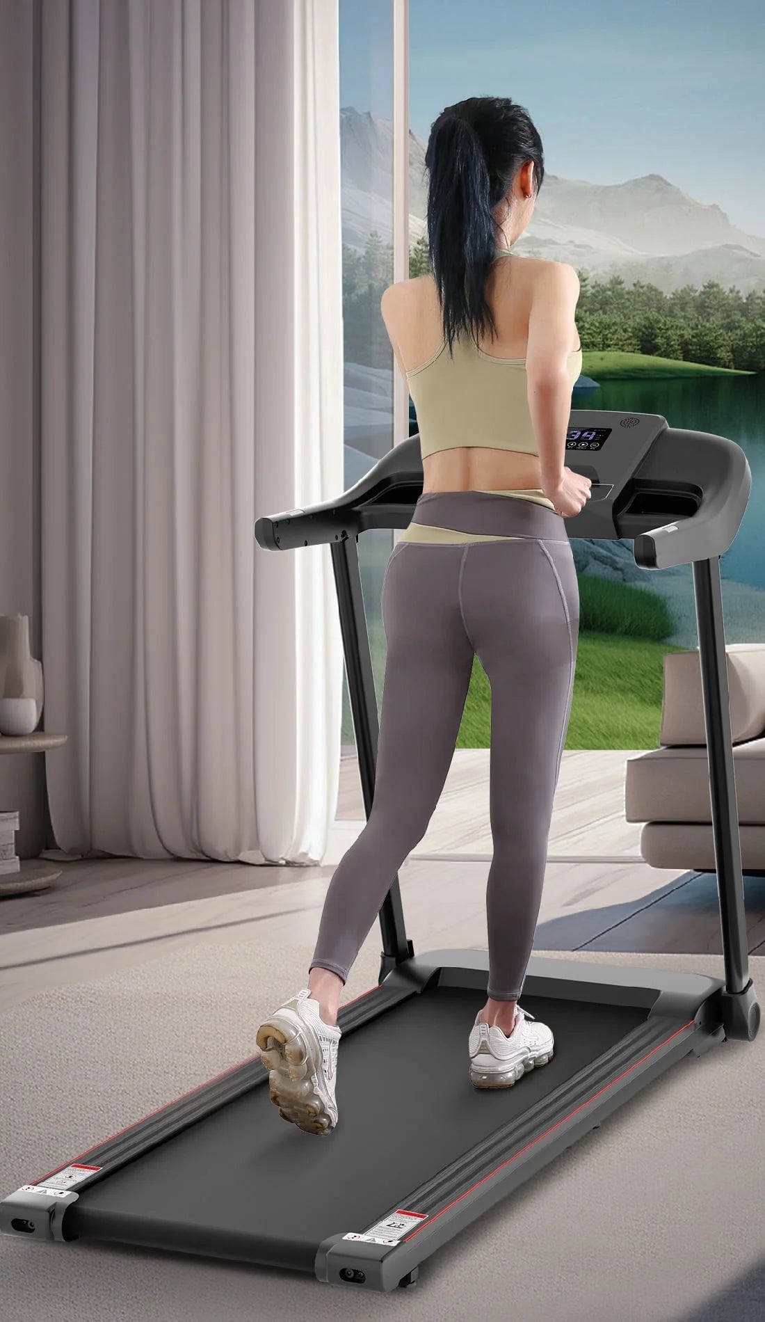 Treadmill Folding Electric Treadmill Bluetooth Voice Control Exercise Treadmill for Home Office Speed Range of 0.5 to 7.5 Mph