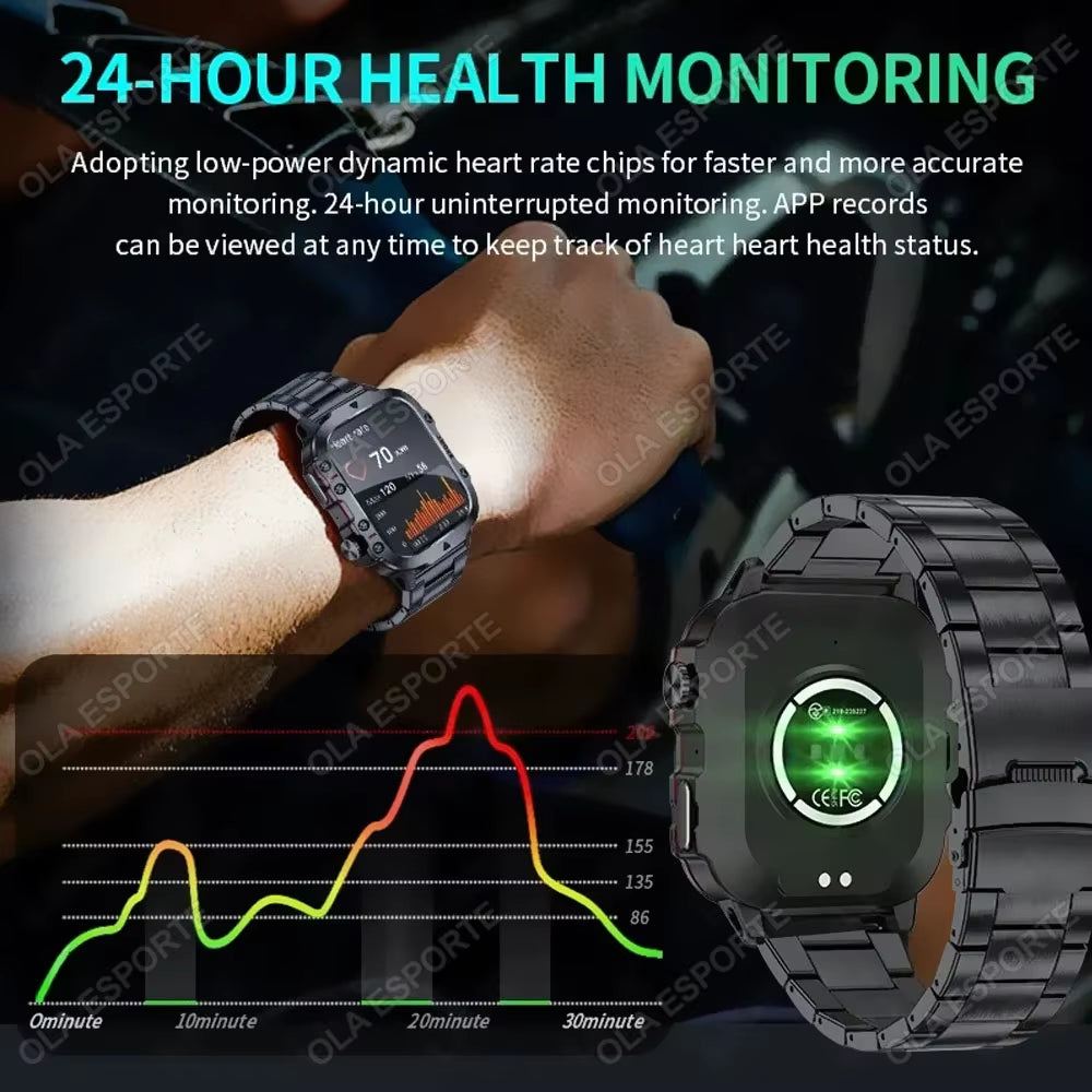 Original Men Smartwatch Flashlight Bluetooth Call Fitness Clock IP68 Waterproof Sports Men for Android IOS Smart Watch 2025 New