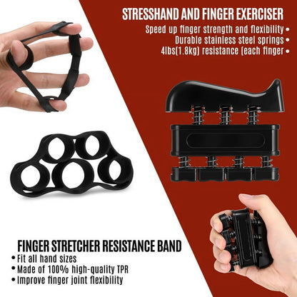 6 Pack Grip Strength Trainer Kit with Counter, Adjustable Resistance 10 to 132Lbs Hand Gripper, Hand Extension Exerciser and Forearm Workout Ring for Muscle Building and Injury Recover