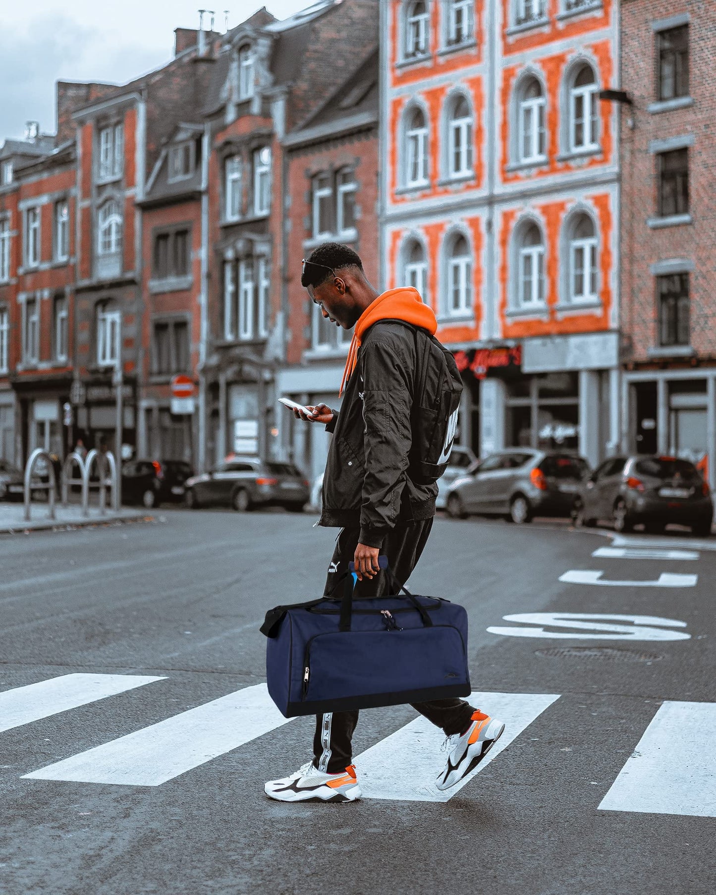 24 Inch 55 Liter Weekender Overnight Duffel Shoulder Bag for Men, Women, Teens, Gym, Travel, Sports and Recreation in Navy Blue